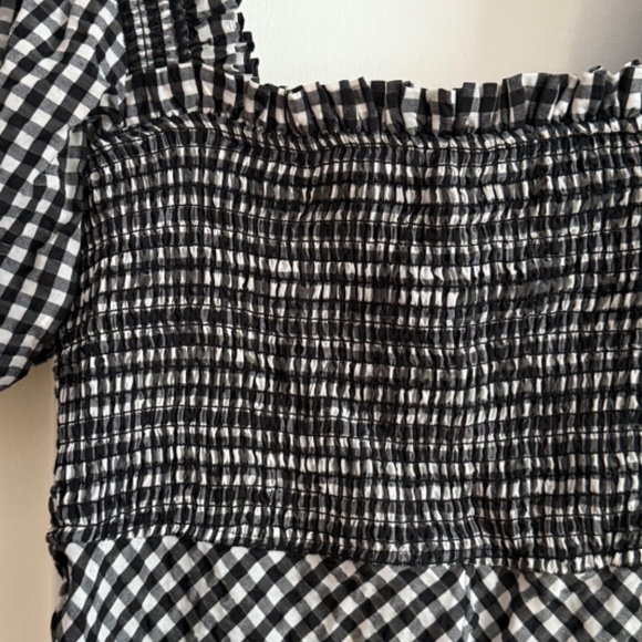 Ganni Gingham Checkered Midi Seersucker Dress - Picture 5 of 6